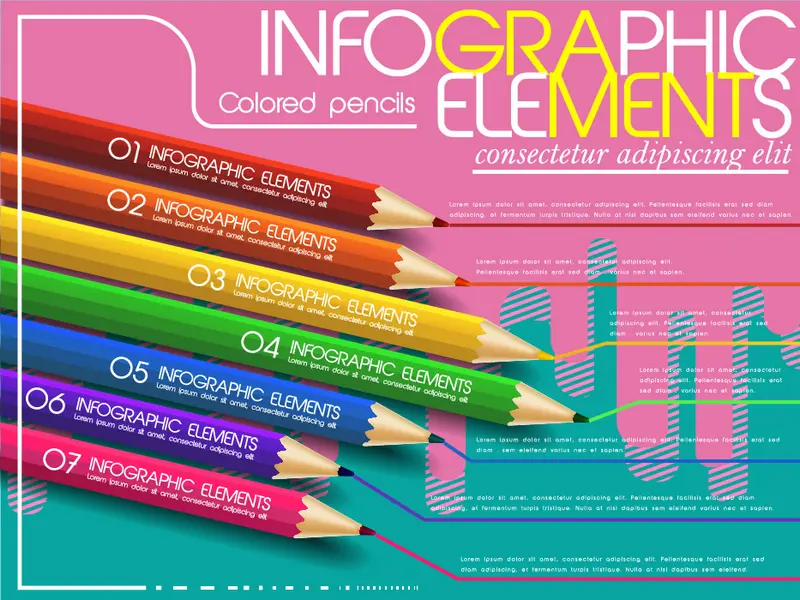 وکتور طراحی اینفوگرافیک و مداد رنگی