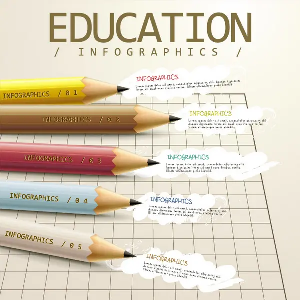 وکتور اینفوگرافیک طراحی تحصیل و مداد رنگی