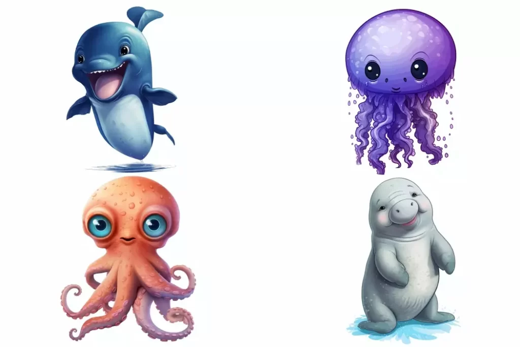 وکتور مجموعه شماره چهار حیوانات سه بعدی