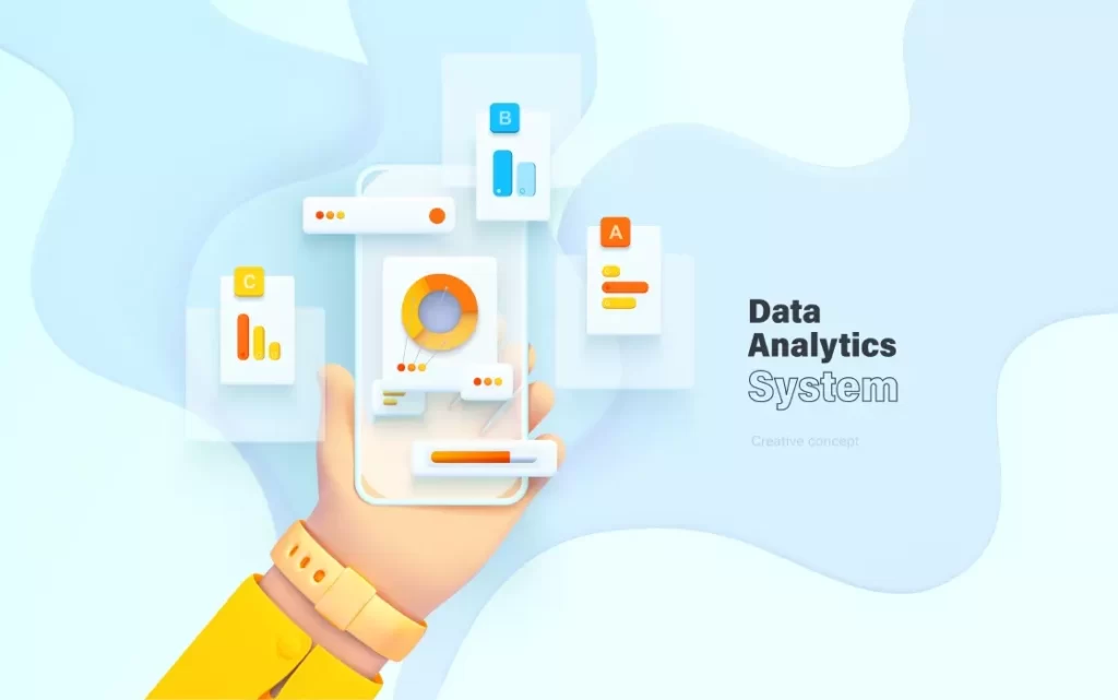 وکتور پس زمینه سه بعدی آنالیز داده