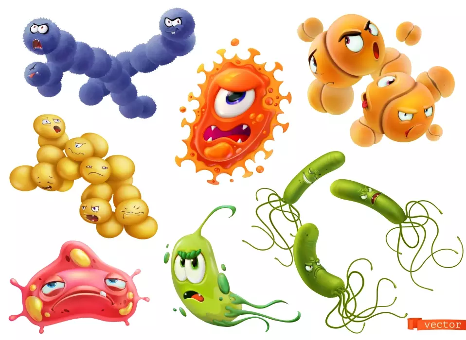 دانلود وکتور میکروب و ویروس سه بعدی کارتونی