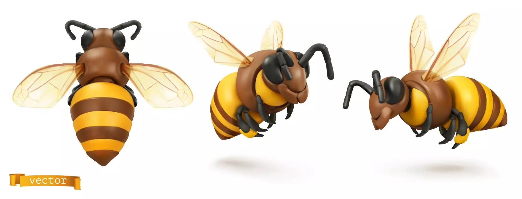 دانلود وکتور زنبور عسل سه بعدی کارتونی