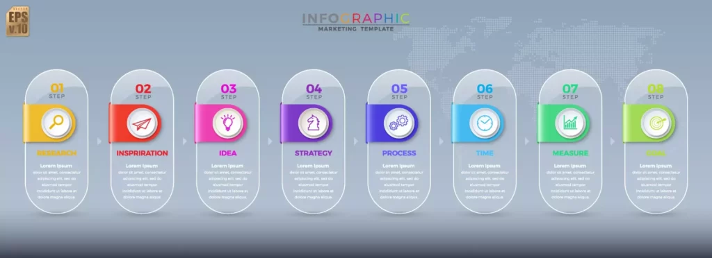 دانلود وکتور اینفوگرافیک شیشه ای پله ای