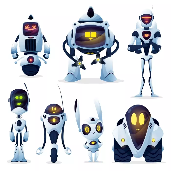 دانلود وکتور مجموعه طراحی کارتونی روبات