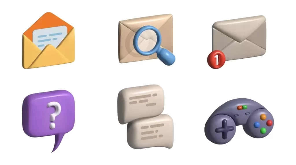 وکتور مجموعه آیکون سه بعدی پیامک و ایمیل