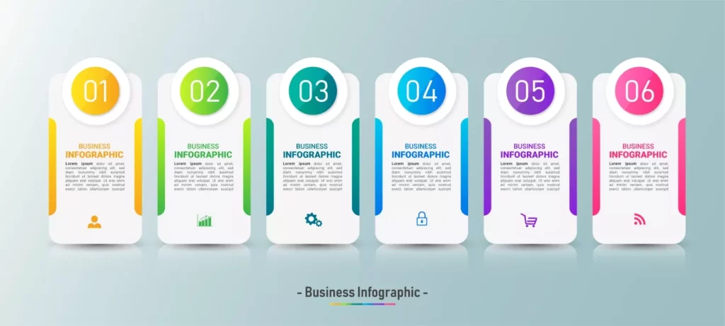 دانلود وکتور طراحی اینفوگرافیک با شش مرحله