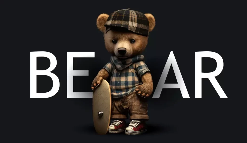 دانلود وکتور خرس سه بعدی کارتونی واقع بینانه