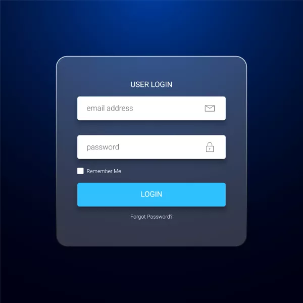 وکتور المان طراحی ورود به سایت شیشه ای