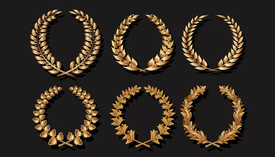 وکتور لاکچری المان های طراحی لوگو طلایی شماره سه