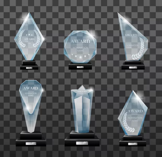وکتور جایزه های شیشه ای و مدال