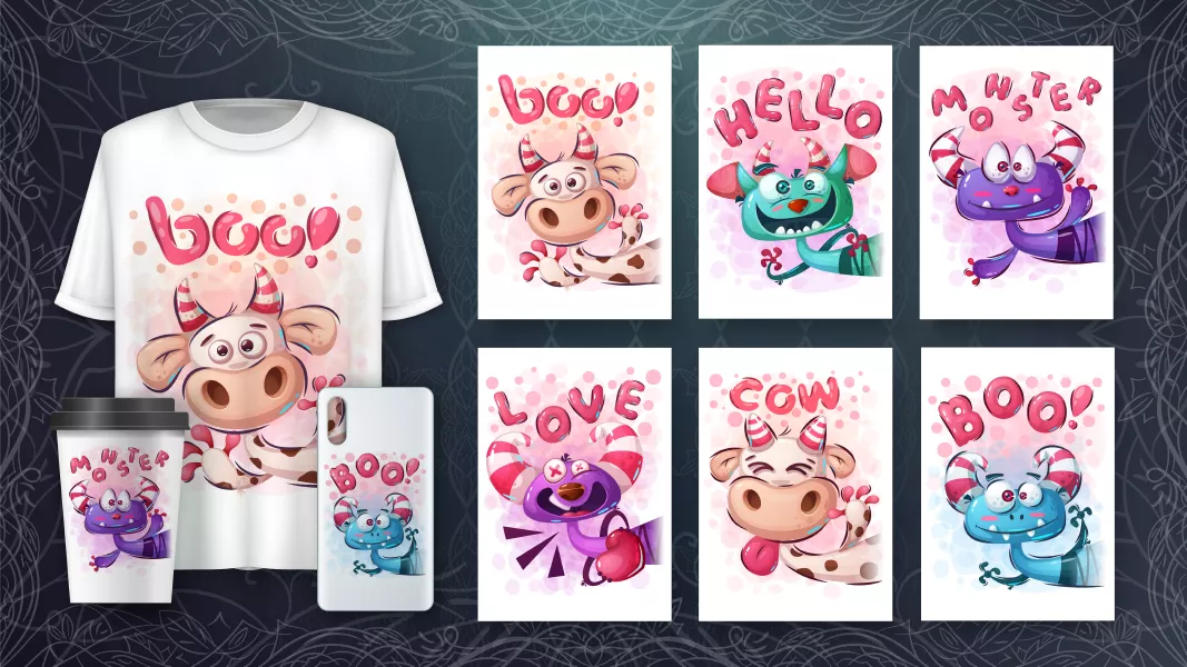 وکتور کلکسیون طراحی روی تیشرت شماره سه