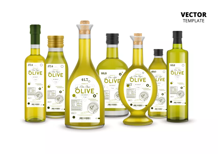 وکتور واقع بینانه بطری روغن زیتون شماره یک