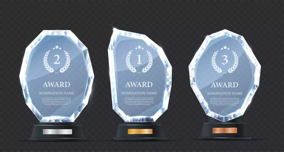 وکتور جایزه های شیشه ای رتبه های اول تا سوم