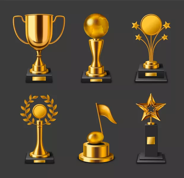 وکتور ست جایزه و مدال های طلای ورزشی