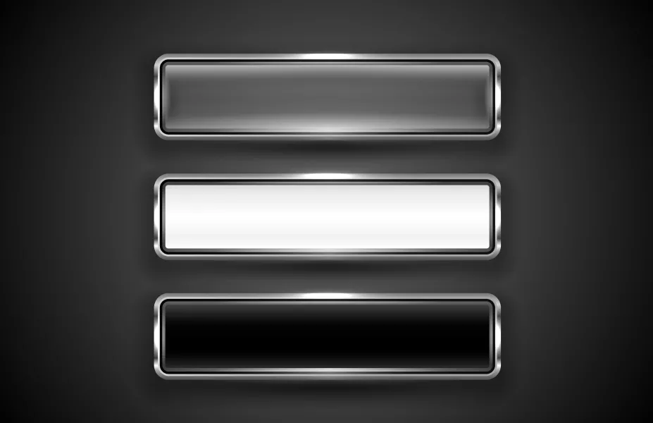 وکتور ست دکمه و بنر فلزی