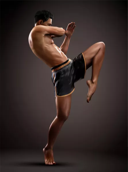 وکتور واقع بینانه کاراکتر ورزشی رزمی