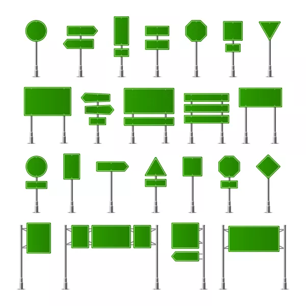 وکتور تابلو های راهنمایی و رانندگی سبز رنگ