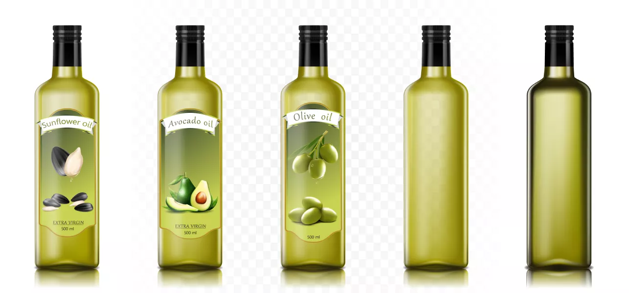 وکتور بطری های شیشه ای روغن زیتون