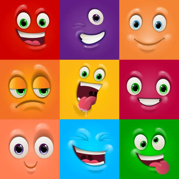وکتور ست ایموجی کارتونی رنگارنگ شماره یک