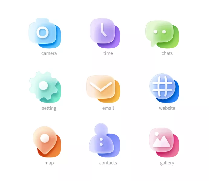 وکتور ست آیکون شیشه ای شماره یک