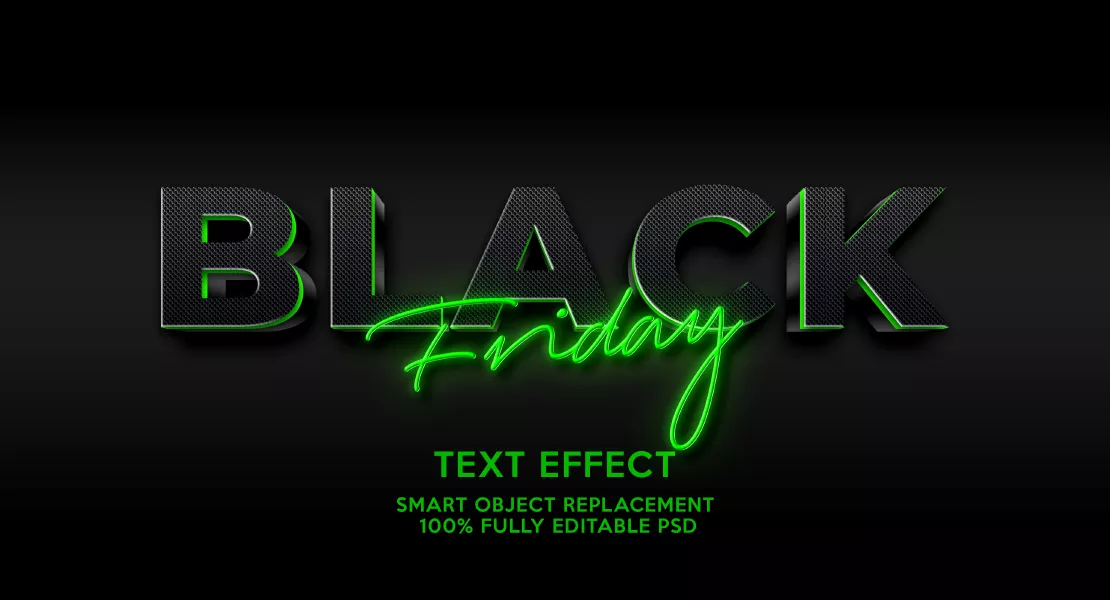 موکاپ فونت سه بعدی سیاه و سبز