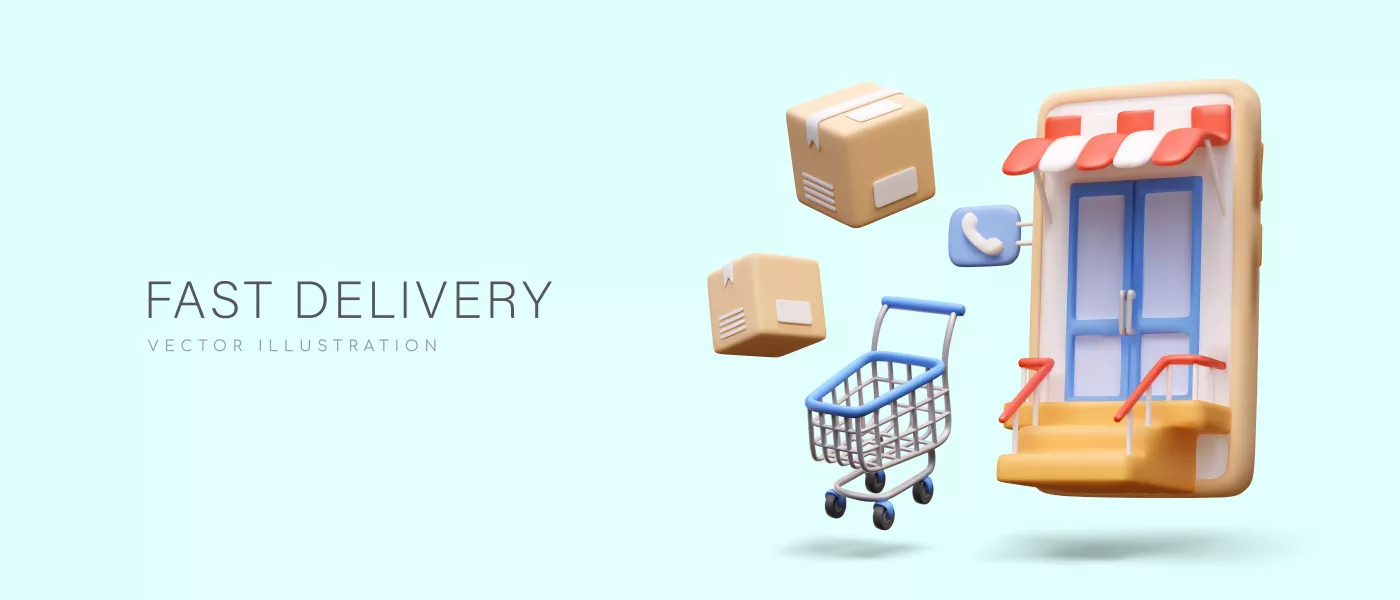 وکتور سه بعدی کسب و کار و فروشگاه اینترنتی