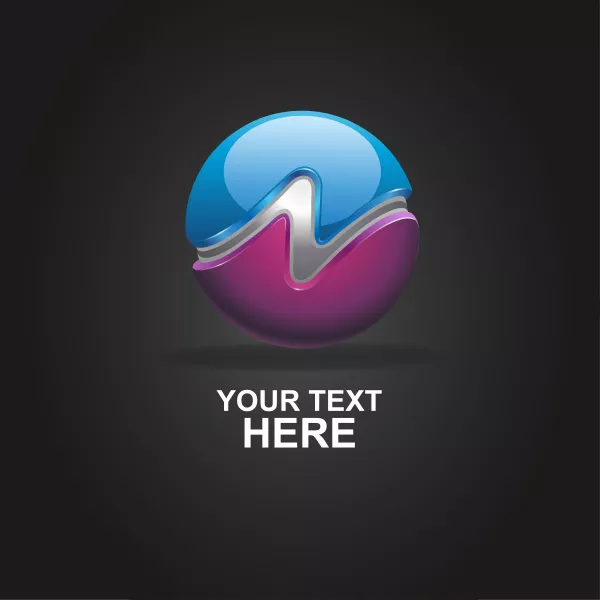 وکتور لوگو سه بعدی گرد براق انگلیسی حرف N