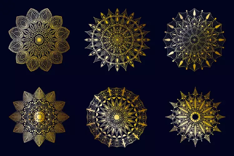 وکتور ست طراحی ماندالا طلایی
