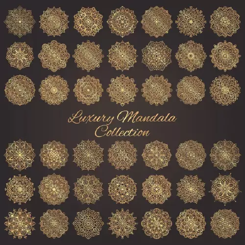 وکتور کلکسیون طراحی های ماندالا طلایی لوکس و سنتی