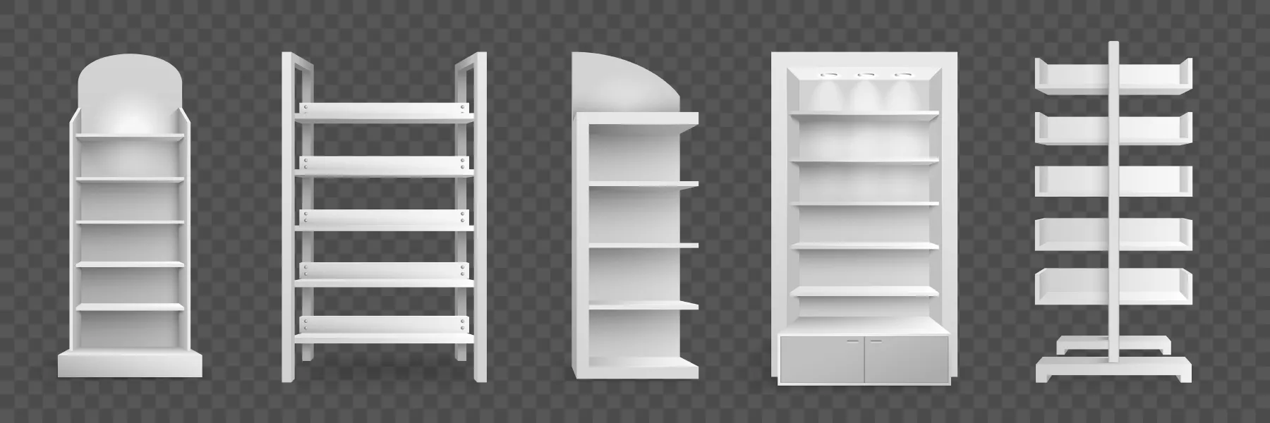 وکتور واقع بینانه قفسه های فروشگاه شماره دو