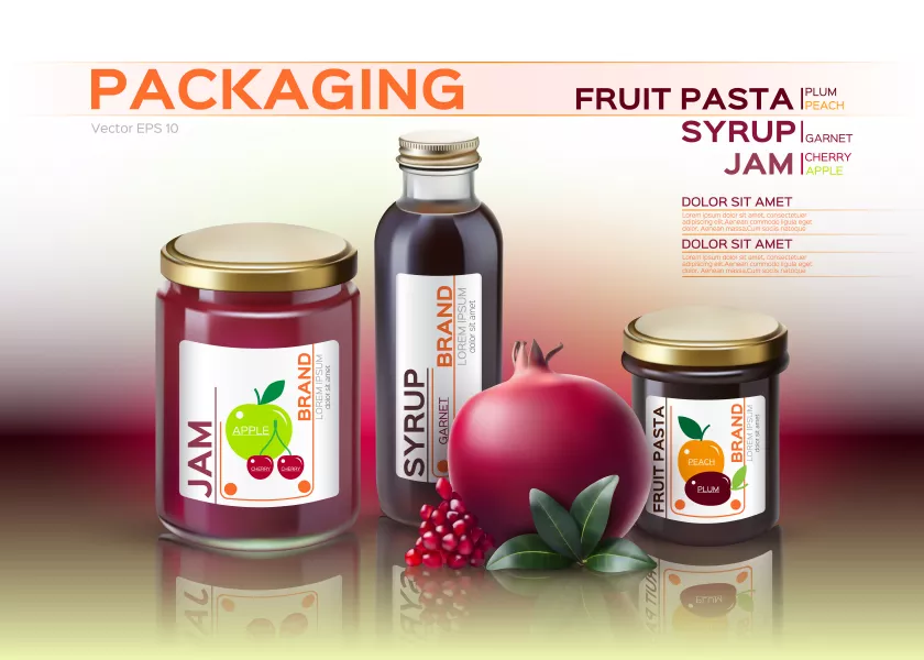وکتور بسته بندی های شیشه ای مواد غذایی