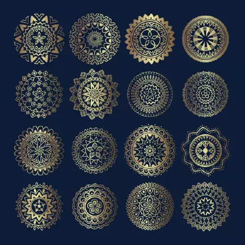 وکتور کلکسیون طراحی های ماندالا طلایی