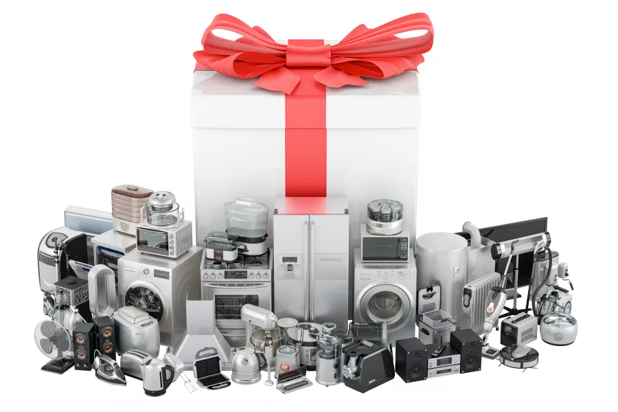 موکاپ واقع بینانه لوازم خانگی شماره دو و روبان قرمز