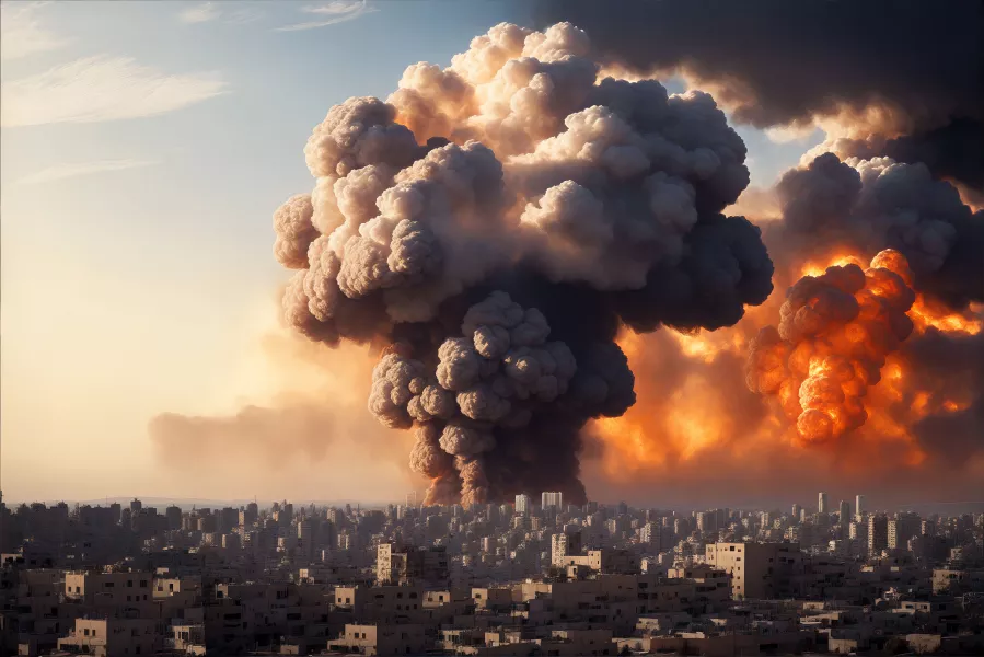 موکاپ پس زمینه انفجار بمب و افکت دود