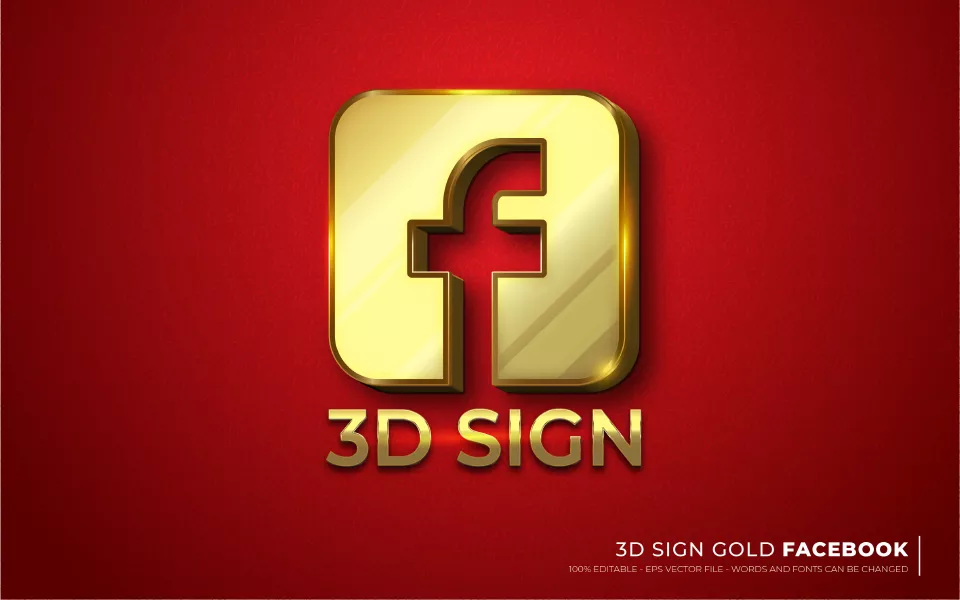 وکتور سه بعدی آیکون فیسبوک