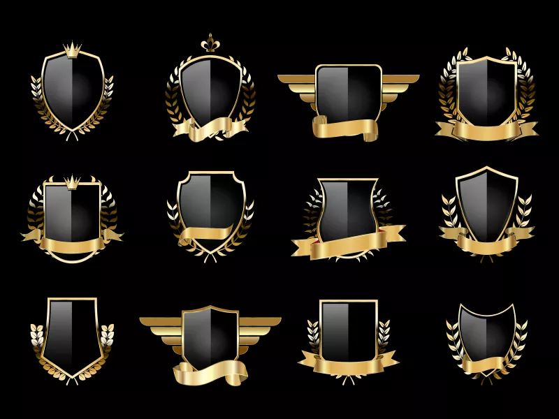 وکتور ست لیبل و برچسب لوکس طلایی