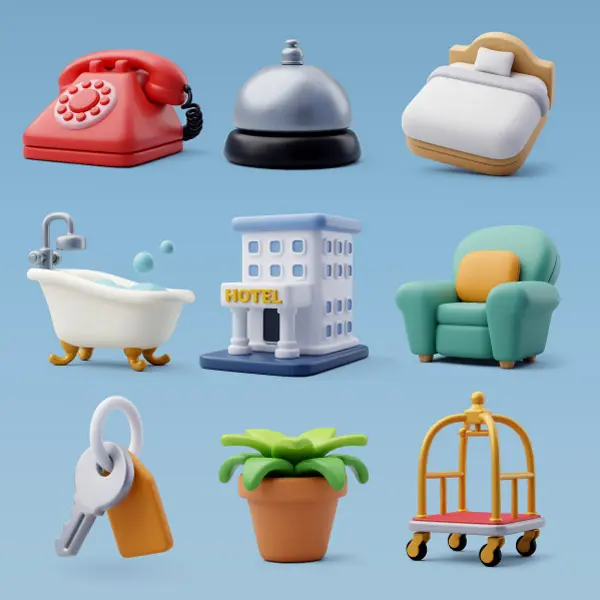 وکتور ست آیکون سه بعدی مختلف