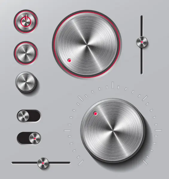 وکتور رابط کاربری و دکمه های فلزی