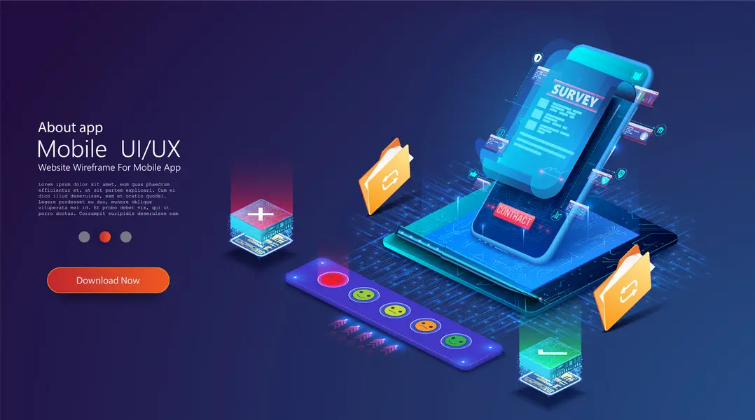 وکتور رابط کاربری و گوشی موبایل