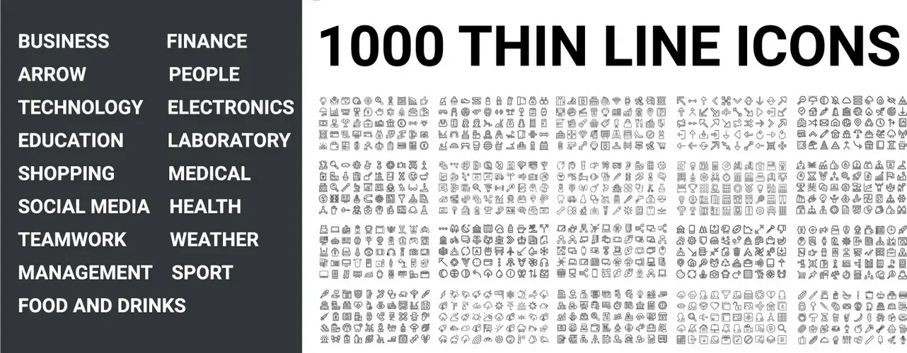 وکتور ست آیکون های خطی شماره یک