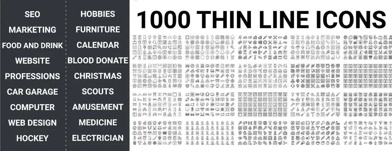 وکتور ست آیکون های خطی سیاه و سفید شماره سه