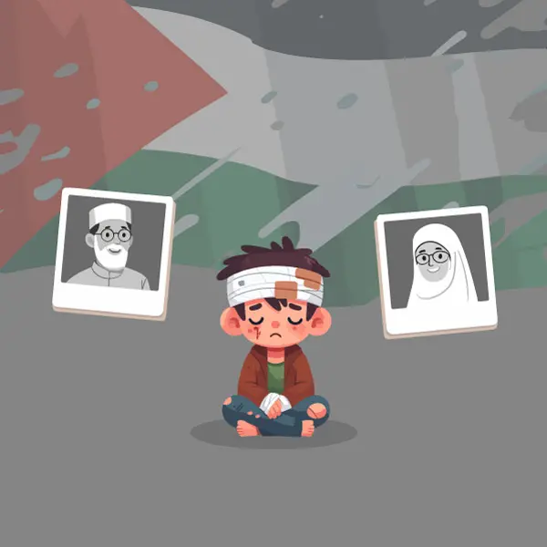 وکتور طراحی و نقاشی کودکانه مفهومی کودکان غزه