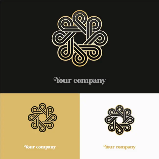 وکتور لوگو طلایی سنتی شماره سه