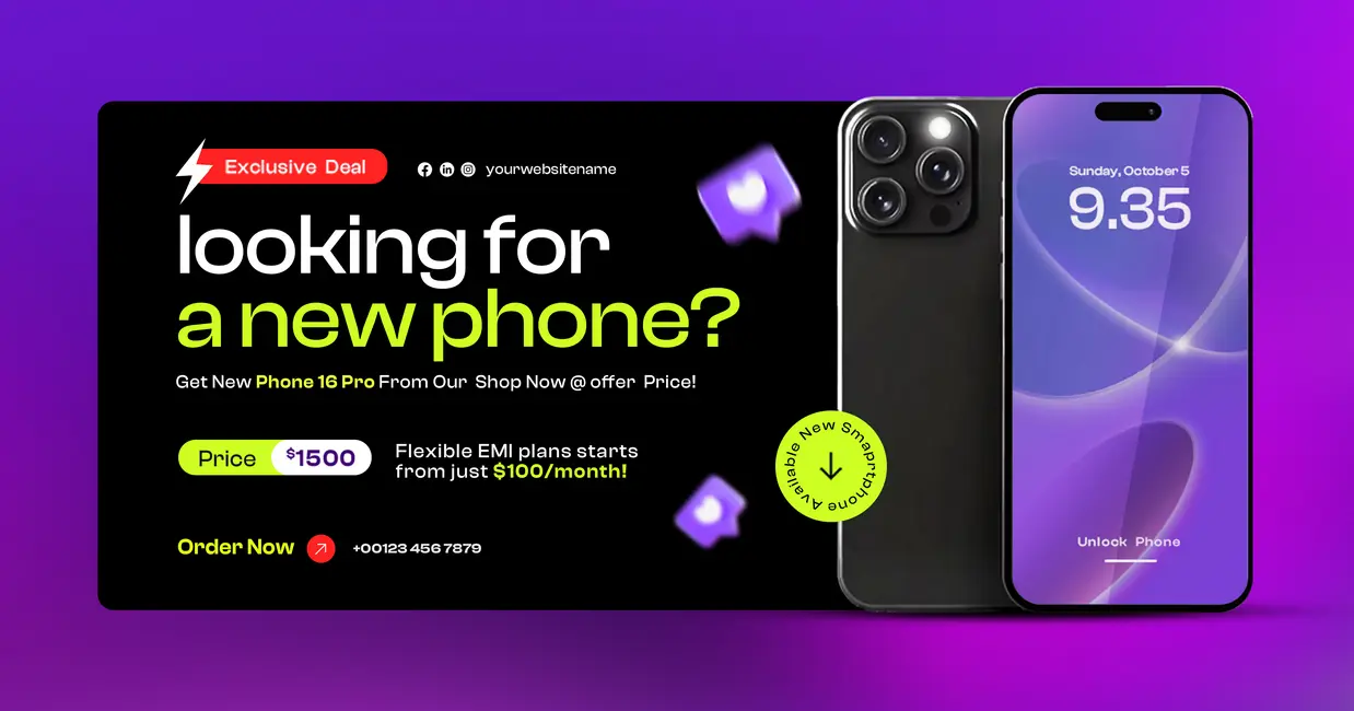 موکاپ تبلیغاتی بنر و هدر گوشی موبایل