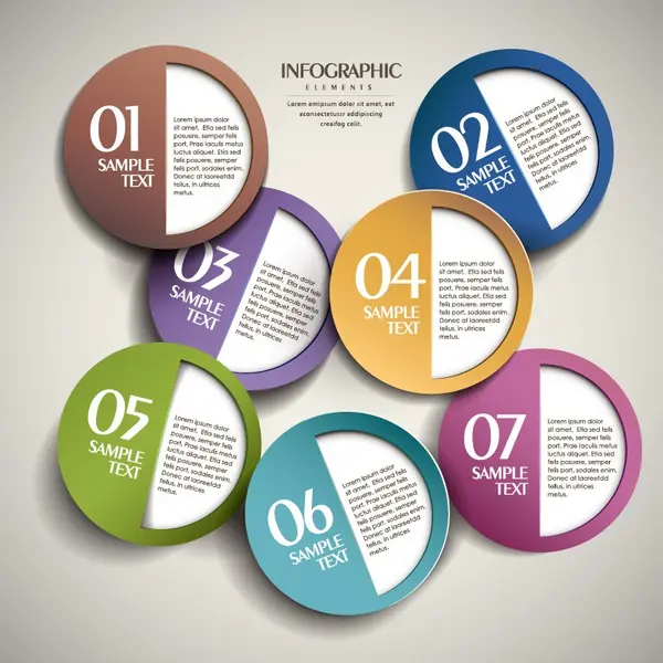 وکتور اینفوگرافیک دایره ای با هفت انتخاب