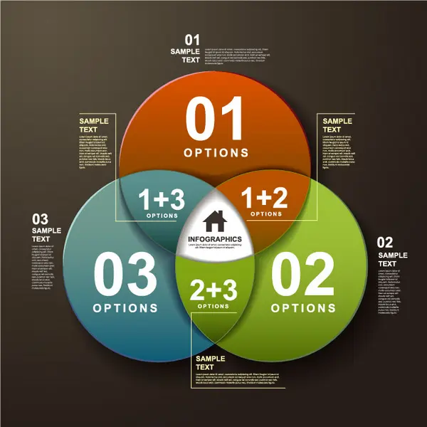 وکتور اینفوگرافیک دایره ای با سه انتخاب