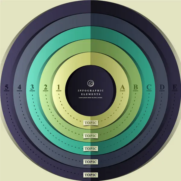 وکتور اینفوگرافیک دایره ای با پنج مرحله