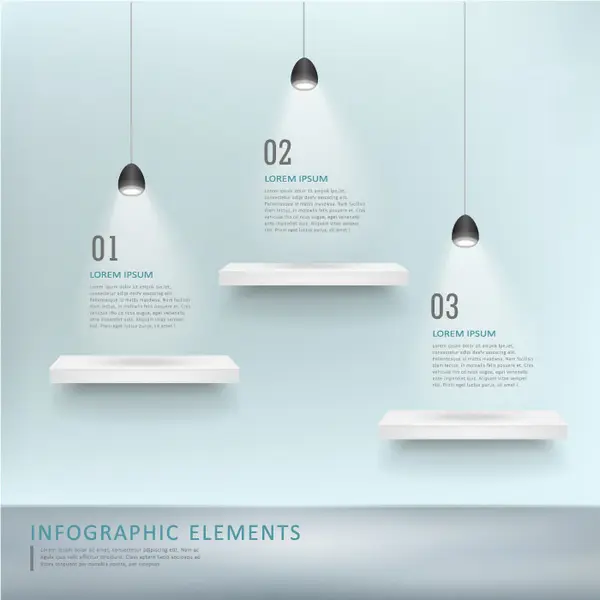 وکتور اینفوگرافیک با سه مرحله و نور پردازی