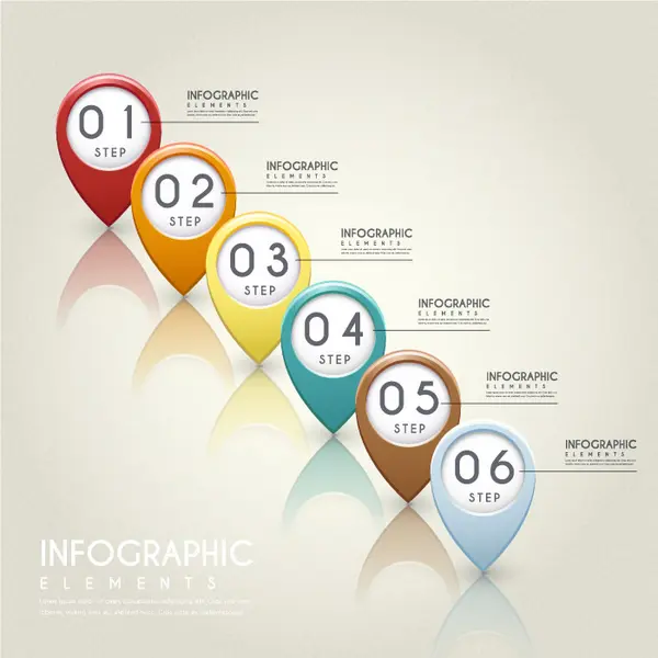 وکتور اینفوگرافیک با شش پله طرح لوکیشن